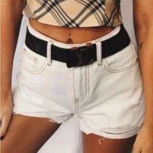 Tiger Mist White Frayed Jean Shorts